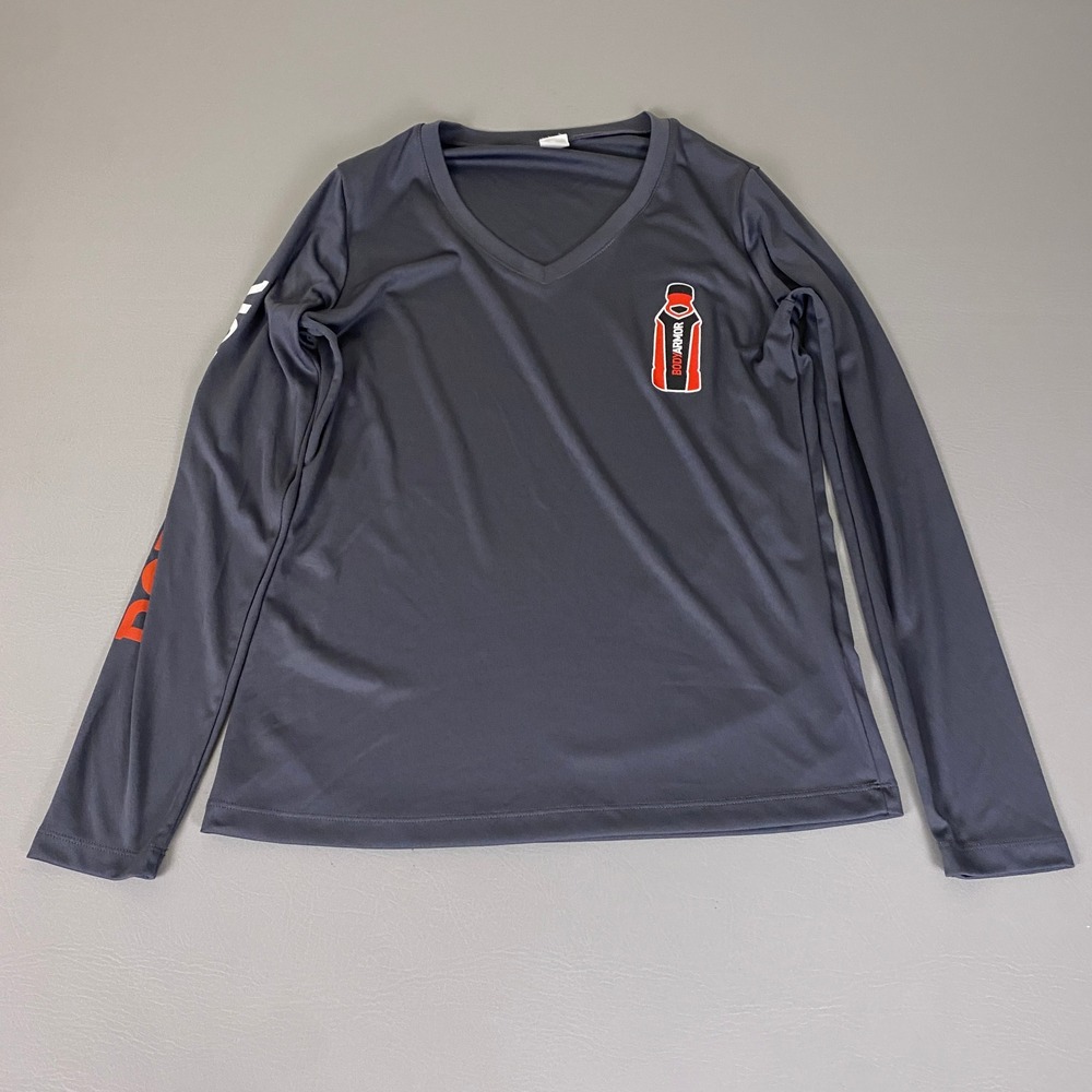 BodyArmor Performance Shirt Womens Size Medium Gray Long Sleeve V-Neck Sport-Tek